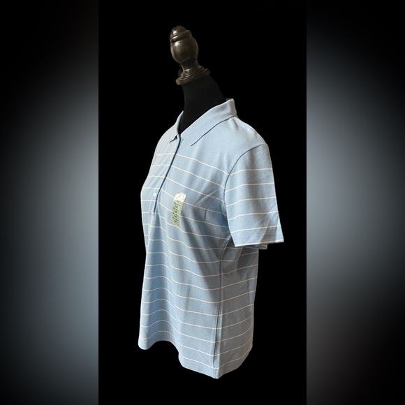 Eddie Bauer: Blue Golf Polo with White Stripes - Picture 17 of 17